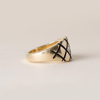 Vintage 14K Gold Quilted Ethyl Diamond Ring
