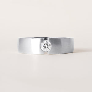 14K White Gold Men's Wedding Band 0.30 Carat Flush Set Diamond