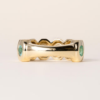 18K Yellow Gold 2.21 Carats Paraiba Tourmaline Round Bezel Set Ring Band