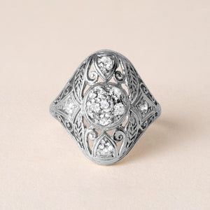 Art Deco Platinum 0.30 Carat Diamond Filigree Ring