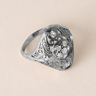 Art Deco Platinum 0.30 Carat Diamond Filigree Ring