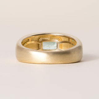 18K Yellow Gold 0.80 Carat Paraiba Tourmaline Emerald Cut Signet Ring