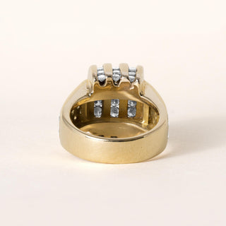 Vintage 14K Gold 2.35 Carats Channel Set and Pave Diamond Chunky Dome Ring