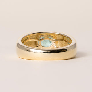 18K Yellow Gold 1.00 Carat Paraiba Tourmaline Oval Bezel Set Signet Ring