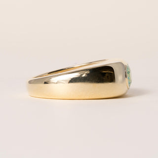 18K Yellow Gold 1.00 Carat Paraiba Tourmaline Oval Bezel Set Signet Ring