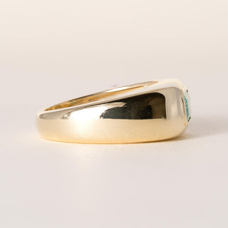 18K Yellow Gold 0.81 carat Paraiba Tourmaline Emerald Cut Bezel Dome Ring