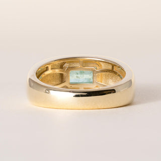 18K Yellow Gold 0.81 carat Paraiba Tourmaline Emerald Cut Bezel Dome Ring