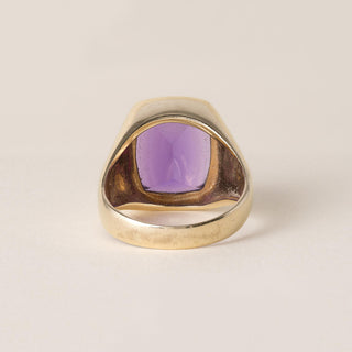Vintage Portrait Cut Amethyst Signet Style Ring 14K Yellow Gold