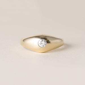 Estate 0.20 Carat Diamond Gypsy Dome Gents Ring 14K Yellow Gold