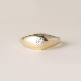 Estate 0.20 Carat Diamond Gypsy Dome Gents Ring 14K Yellow Gold