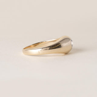 Estate 0.20 Carat Diamond Gypsy Dome Gents Ring 14K Yellow Gold