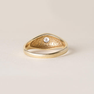 Estate 0.20 Carat Diamond Gypsy Dome Gents Ring 14K Yellow Gold