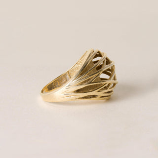 Vintage Open Weave Dome Ring 14K Yellow Gold