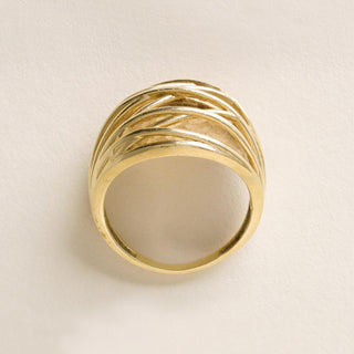Vintage Open Weave Dome Ring 14K Yellow Gold