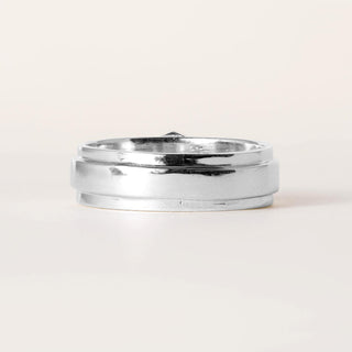 14K White Gold Amethyst Hexagon Ring Band