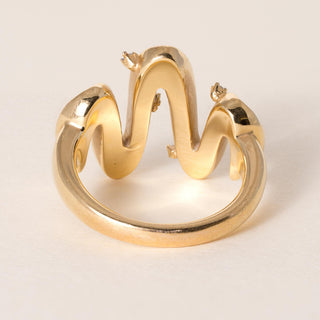 Vintage 14K Gold Diamond Wave Cocktail Ring