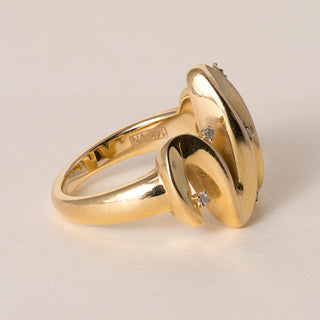 Vintage 14K Gold Diamond Wave Cocktail Ring