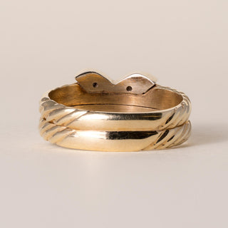 Estate 14K 2Tone Gold Diamond X Channel Set Ring Band