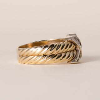 Estate 14K 2Tone Gold Diamond X Channel Set Ring Band