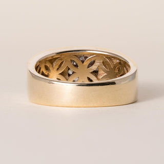 Vintage 14K Gold Wide Men's Band Diamond Ring Band