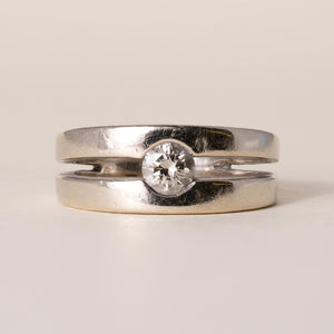 Vintage 14K Gold 0.35 Carat Diamond Split Shank Tension Set Ring Band