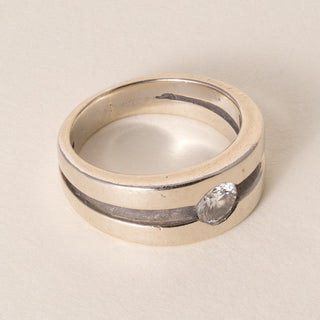 Vintage 14K Gold 0.35 Carat Diamond Split Shank Tension Set Ring Band