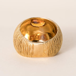 Vintage 18K Gold Citrine Bezel Dome Wide Band Ring