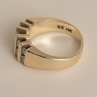 Vintage 14K Gold Double Row 1 Carat Diamond Channel Set Wide Band Ring
