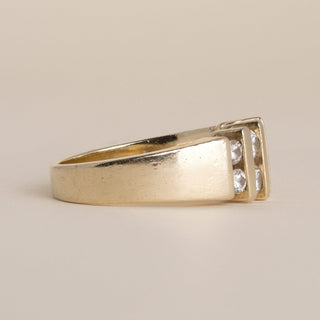 Vintage 14K Gold Double Row 1 Carat Diamond Channel Set Wide Band Ring