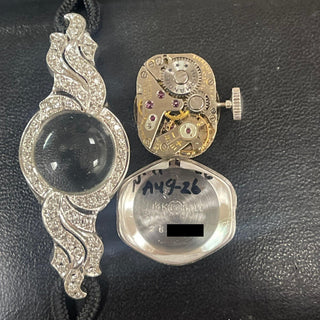 Vintage 1950s 14K White Gold Normandie Diamond Cocktail Watch