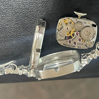 1930s Art Deco Hamilton 14K White Gold 0.77 CT Diamond Cocktail Bracelet Watch