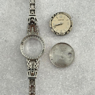 Vintage Cartier 1960 Platinum 5.50ct Diamond Backwinding Cocktail Bracelet Watch