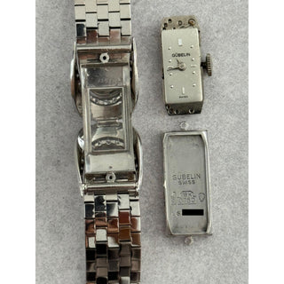 Vintage 1950s Gubelin White Gold Diamond Hidden Dial Cocktail Bracelet Watch