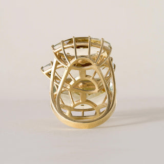 18K gold 35 Carats Tri of Aquamarine Statement Ring