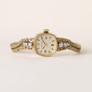 Vintage 14K Gold Ladies Classique Rolex Watch With Diamonds