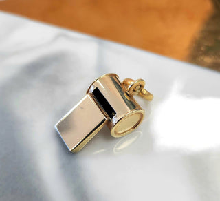 Adorable 14K Gold Vintage Whistle Pendant Charm