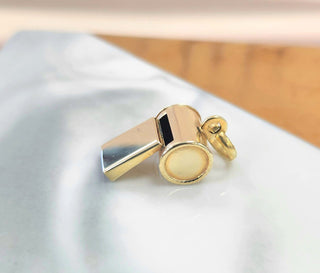 Adorable 14K Gold Vintage Whistle Pendant Charm