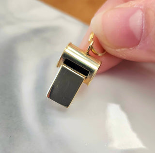 Adorable 14K Gold Vintage Whistle Pendant Charm