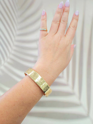 14K Gold Antique 1915 Wide Hand Engraved Bangle