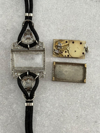 1920s Art Deco Vacheron Constantin Platinum 2.50CT Diamond & Onyx Cocktail Watch