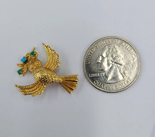 RESERVED Estate 18K YG CHERNY Swallow Bird Gemstone Brooch