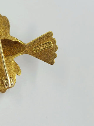 RESERVED Estate 18K YG CHERNY Swallow Bird Gemstone Brooch