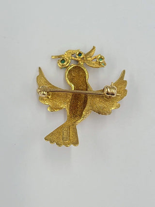 RESERVED Estate 18K YG CHERNY Swallow Bird Gemstone Brooch