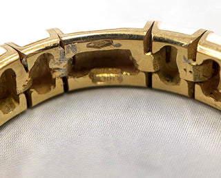 18K Gold Vintage Italian White Enamel Diamond Mesh Ring | Mesh Jewelry