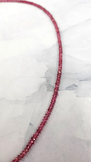 18K Gold Faceted Natural Red Ruby Bead Necklace