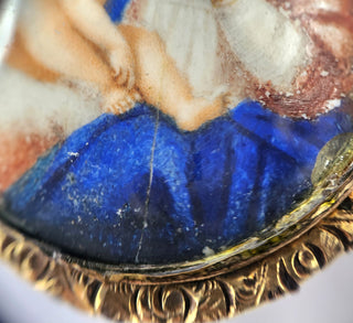 Vintage 10K Yellow Gold Madonna with Child Portrait Large Brooch