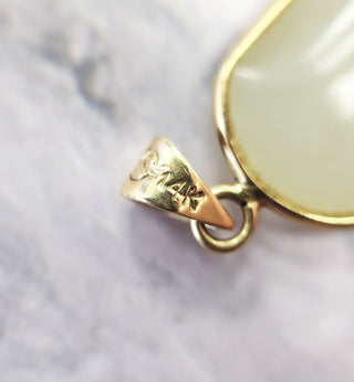 14K Gold Rose Flower Engraved Nephrite Gemstone Pendant – Elegant Floral Jewelry