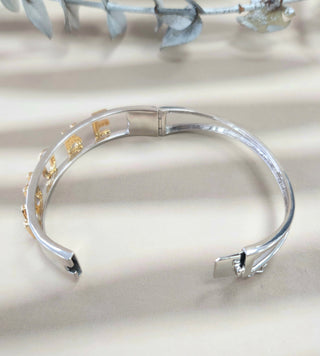 14K 2Tone Gold Life is "AMORE" Diamond Bangle Braclet