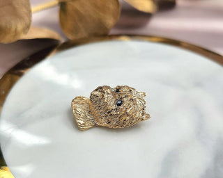 Vintage 14K Gold Terrier Dog Sapphire Eyes Pendant