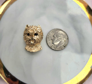 Vintage 14K Gold Terrier Dog Sapphire Eyes Pendant